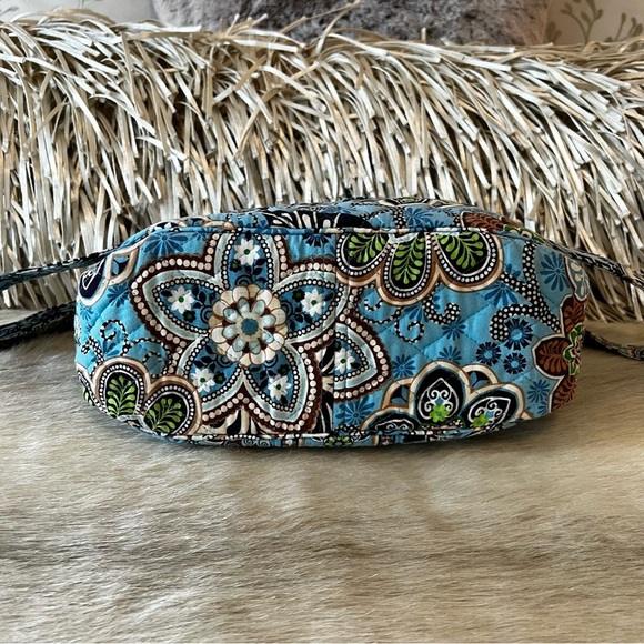 VERA BRADLEY Bali Blue 2009 On The Go Crossbody Commuter Blue Brown Zip Top - Picture 10 of 14